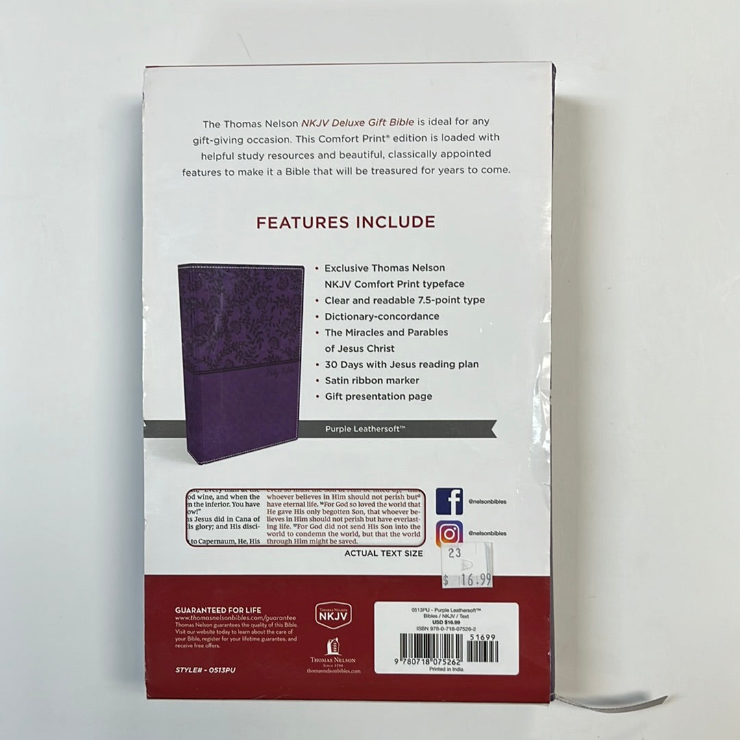 NKJV DEL GIFT BIBLE PURPLE-5262