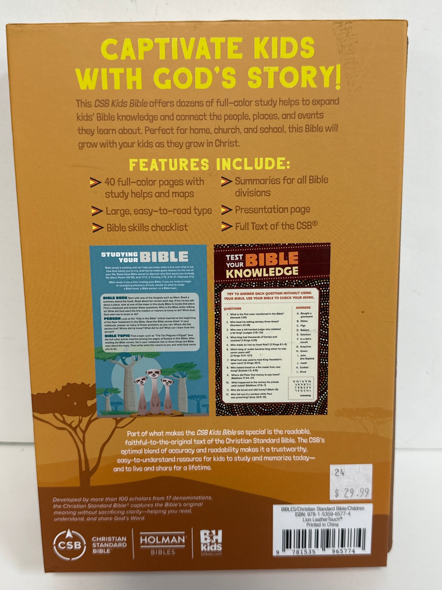 CSB KIDS BIBLE BROWN LION-5774
