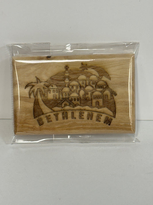 BETHLEHEM STAR CITY HORIZONTAL OLIVE WOOD MAGNET-2239