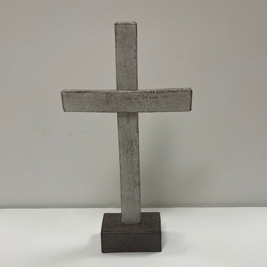 WHITE WASHED TABLETOP CROSS-5017