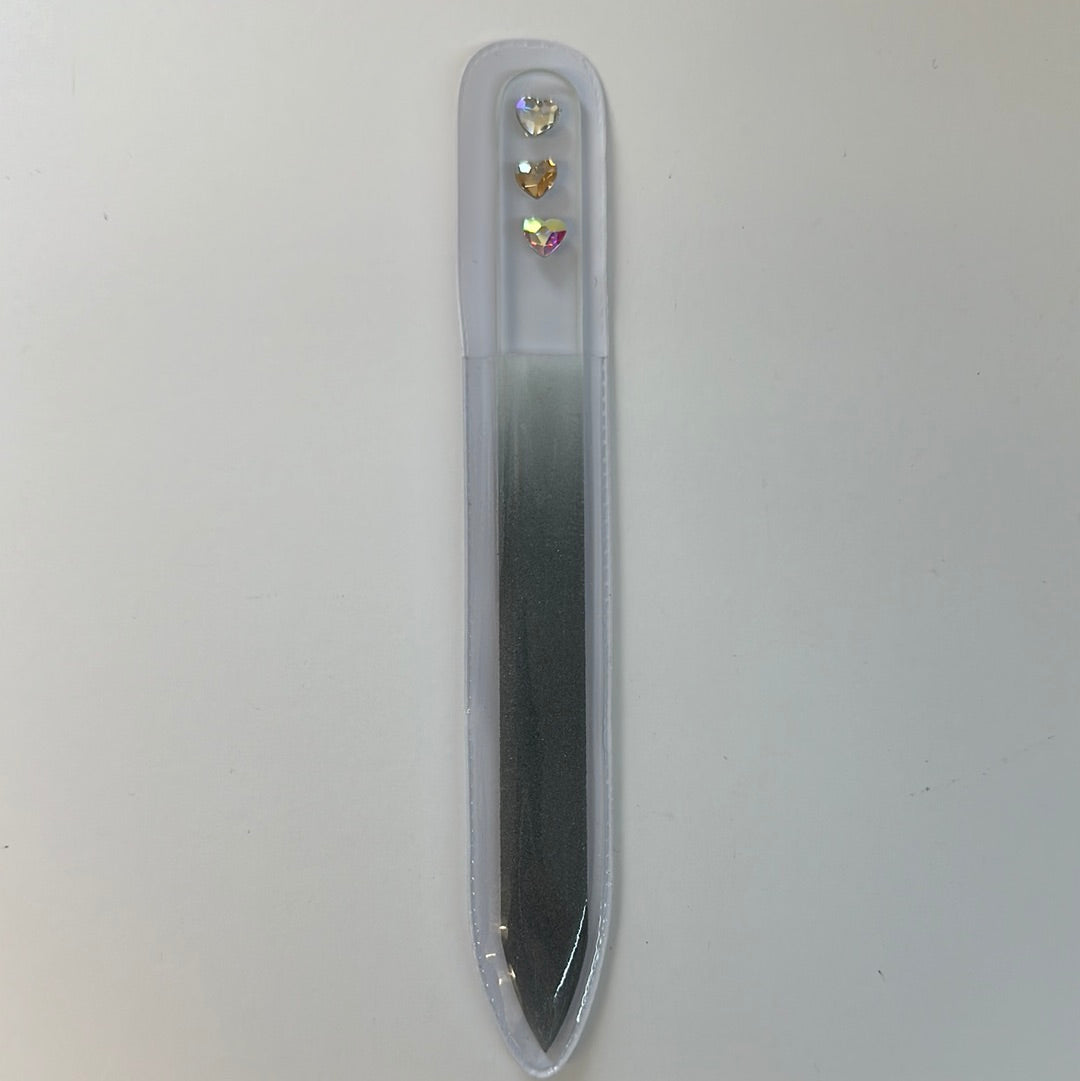 RHINESTONE HEART GLASS NAIL FILES-1467