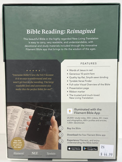 NLT GIANT PRINT COMPACT BIBLE NAVY BLUE CROSS-0653