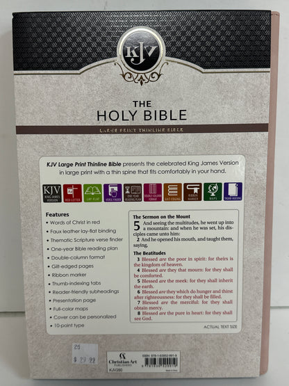 KJV LARGE PRINT THINLINE BIBLE PINK FLOWERS-9919