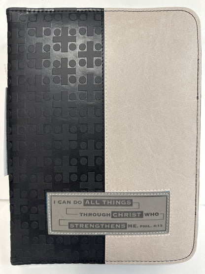 I CAN DO ALL THINGS BLACK/TAN XL BIBLE COVER-1076