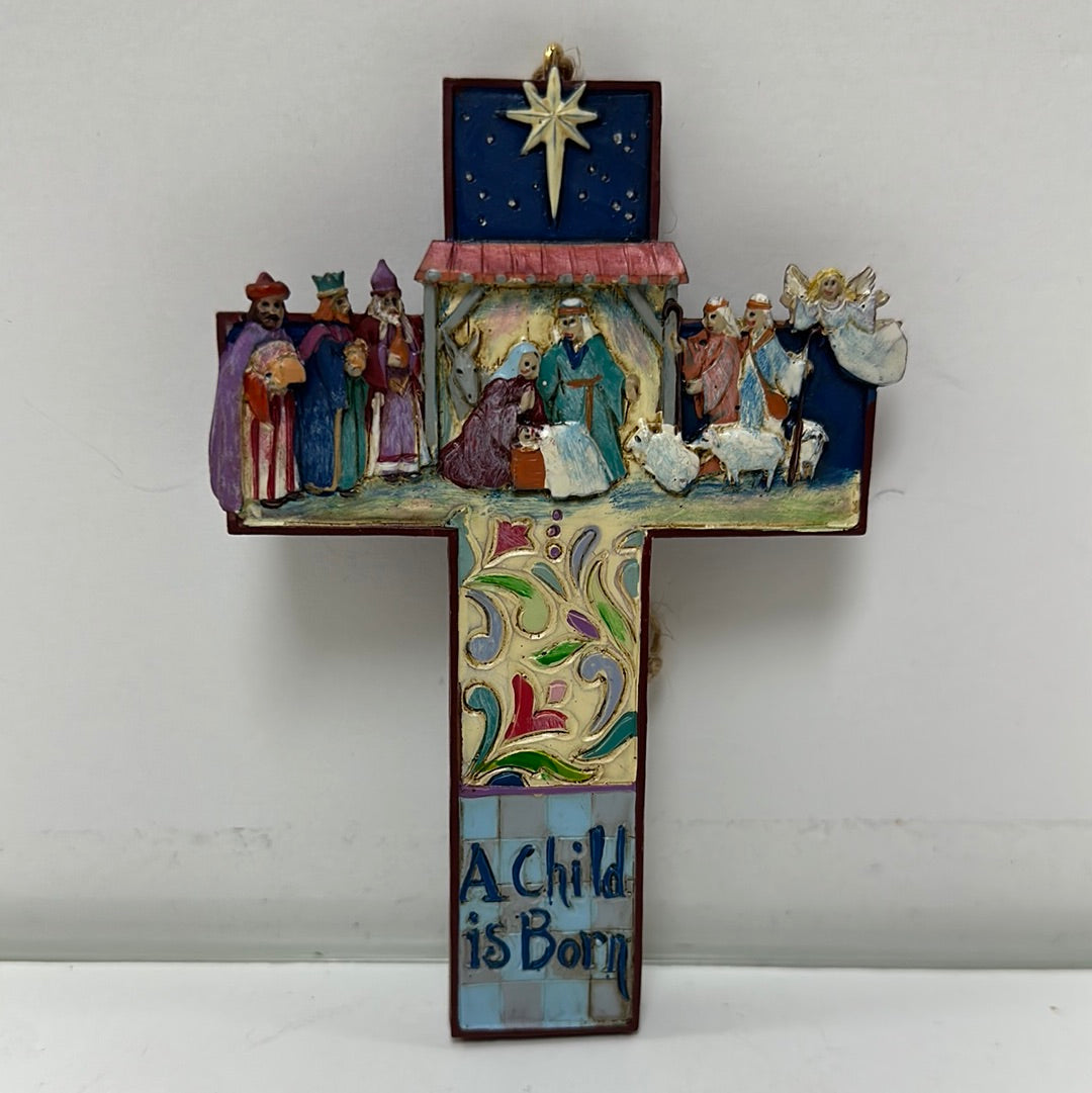 CROSS NATIVITY SCENE ORNAMENT-0753