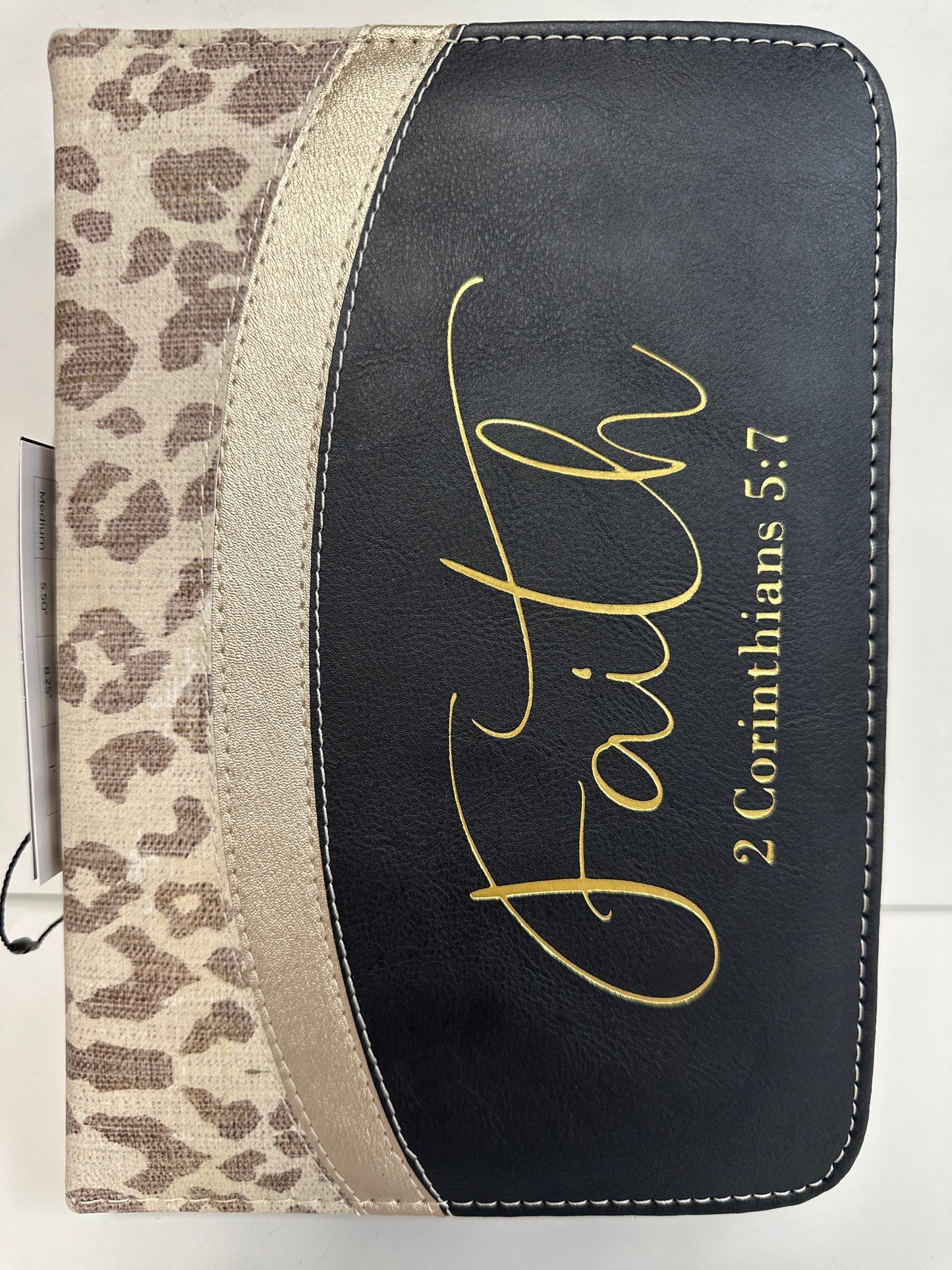 FAITH LEOPARD W/METALLIC GOLD LARGE BIBLE COVER-6124