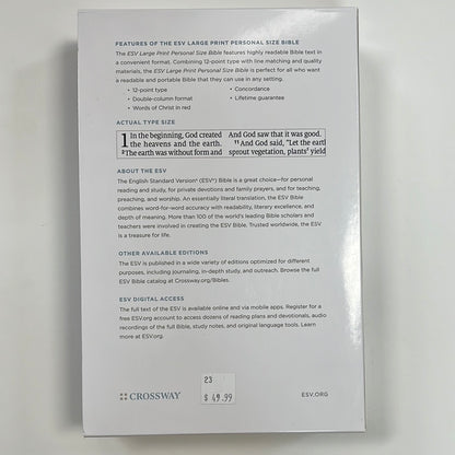 ESV LARGE PRINT PERSONAL SIZE BIBLE LAVENDER ORNAMENT-1663