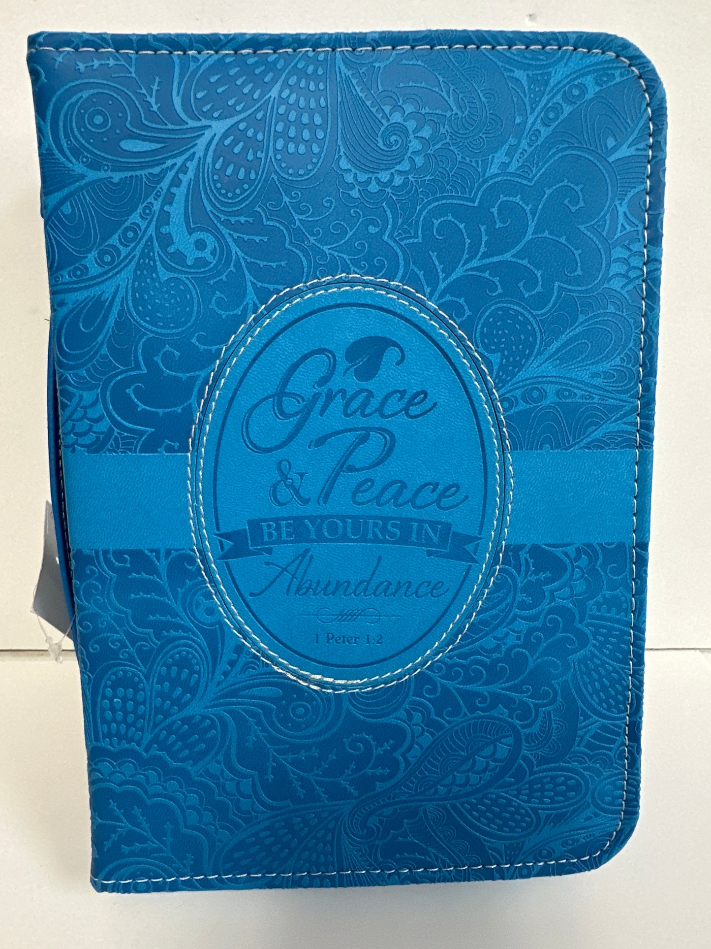 GRACE AND PEACE BLUE MEDIUM BIBLE COVER-6766