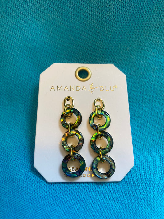 GOLD ABALONE BLUE LINK DROP EARRINGS-6481