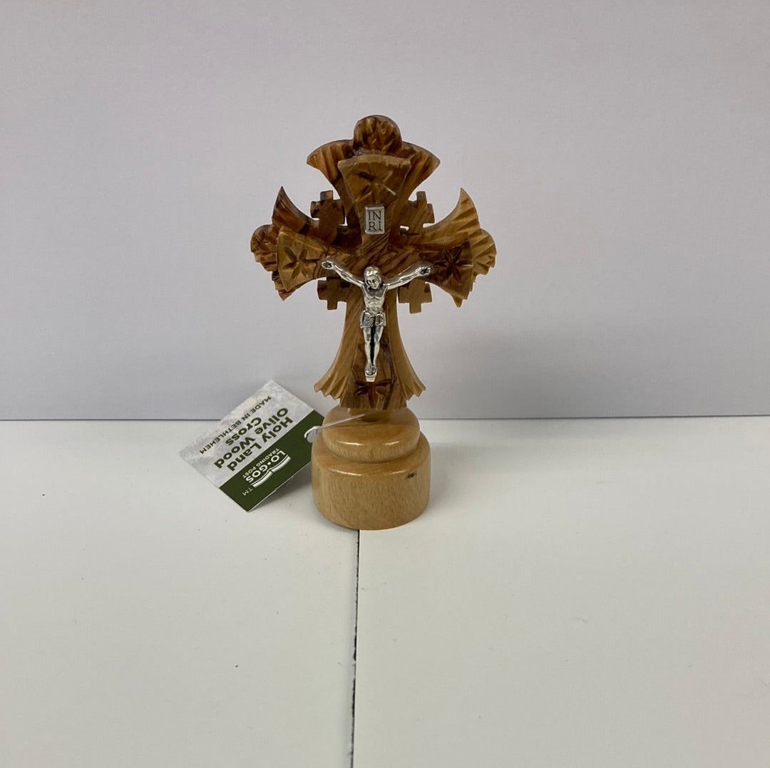 OLIVE WOOD JERUSALEM CROSS STANDING SMALL-2345