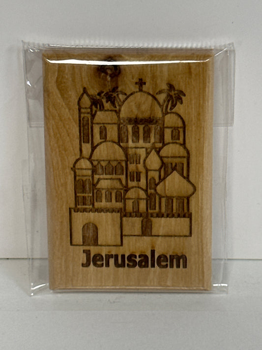 JERUSALEM CITY OLIVE WOOD MAGNET-2161