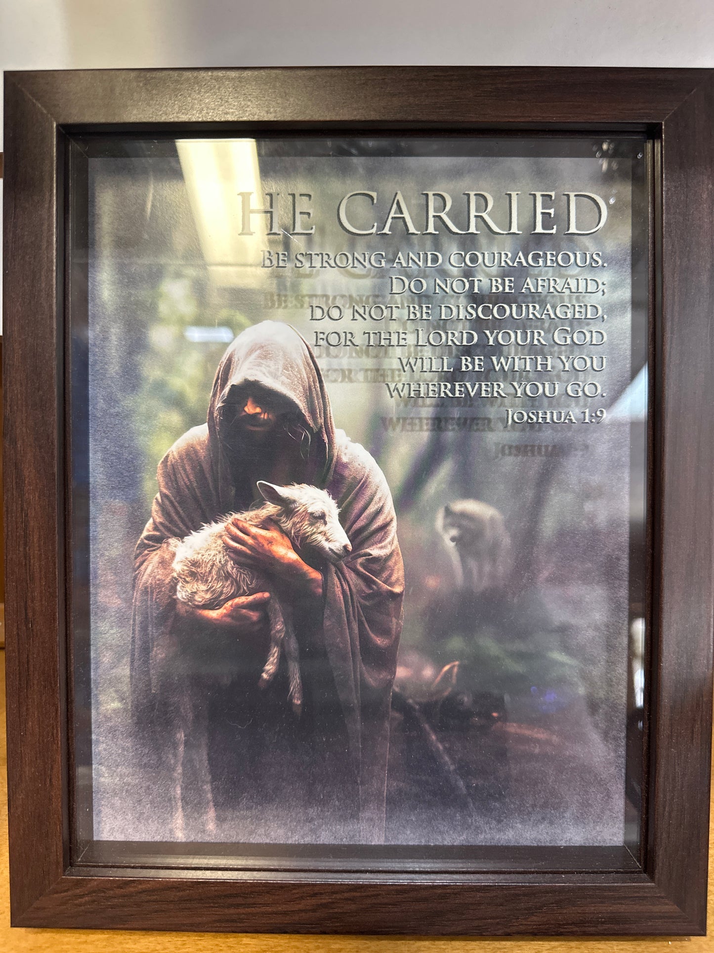LAMB HE CARRIED JOSH 1:9 FRAMED ART-0923