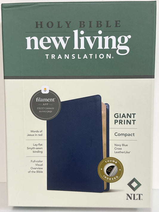 NLT GIANT PRINT COMPACT BIBLE NAVY BLUE CROSS-0653
