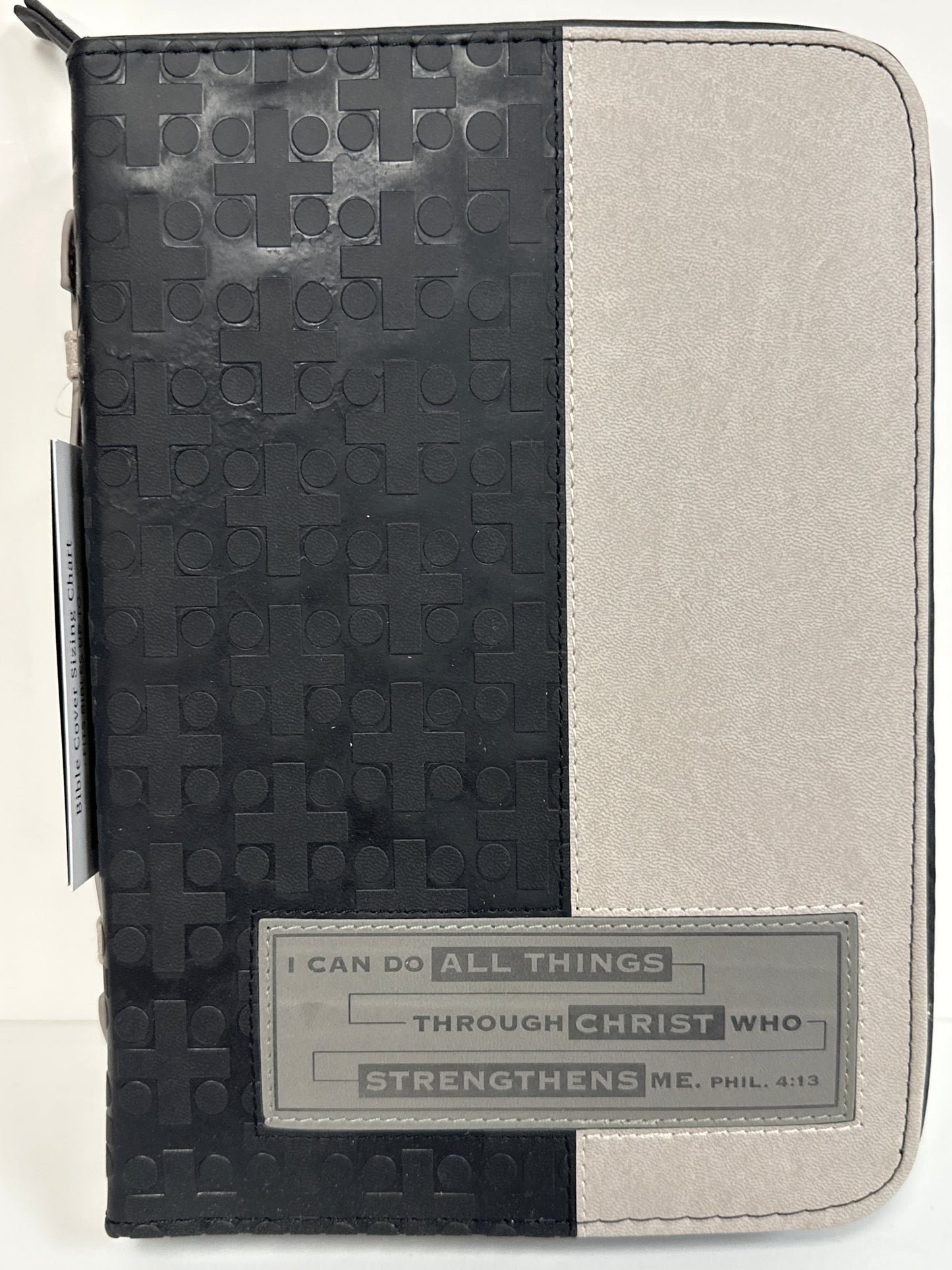I CAN DO ALL THINGS BLK/TAN LARGE BIBLE COVER-1069