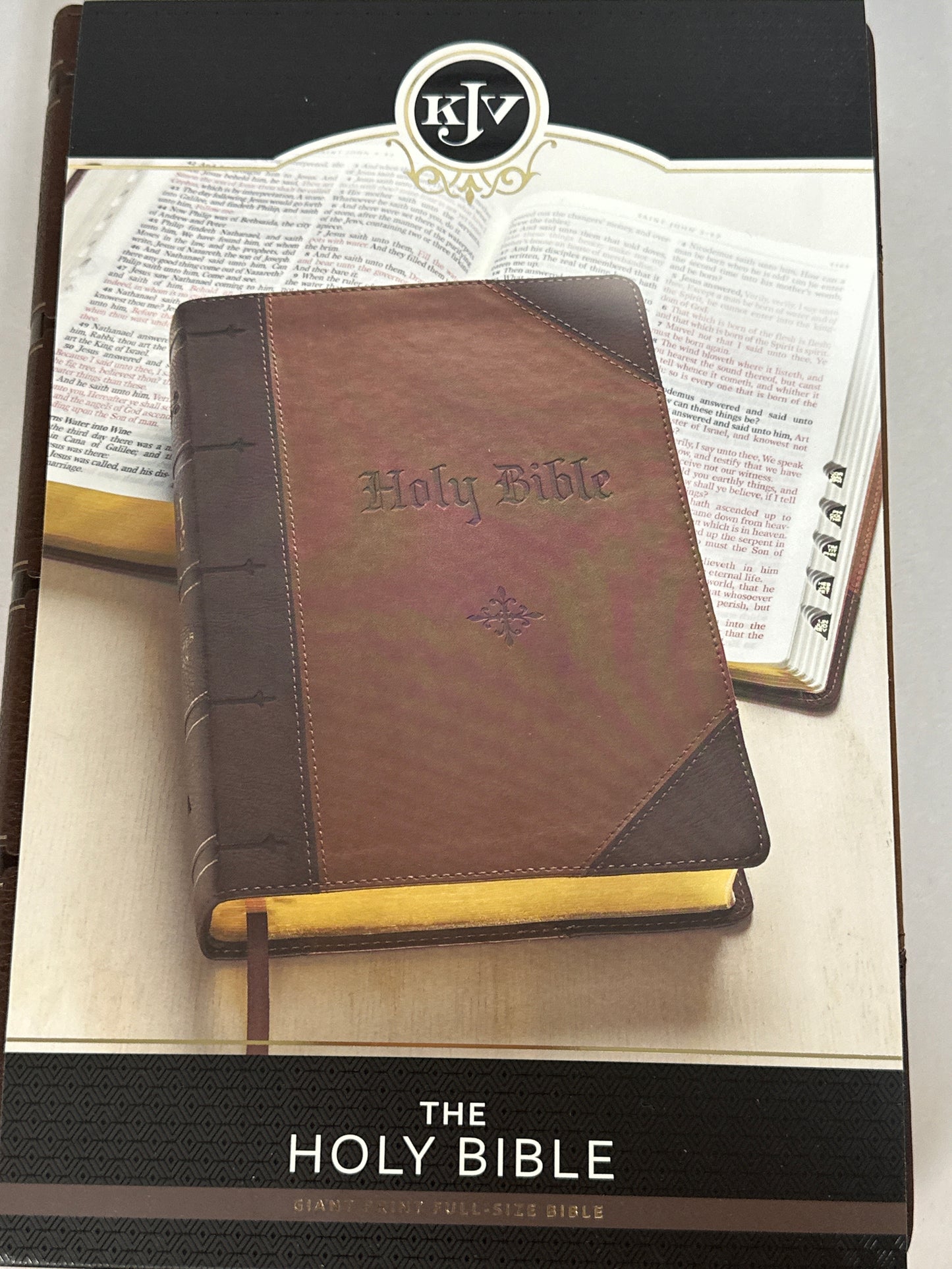 KJV GIANT PRINT FULL SIZE BIBLE BROWN TWO TONE-2903
