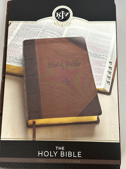KJV GIANT PRINT FULL SIZE BIBLE BROWN TWO TONE-2903