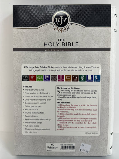 KJV LARGE PRINT THINLINE BIBLE WHITE ZIP-6864