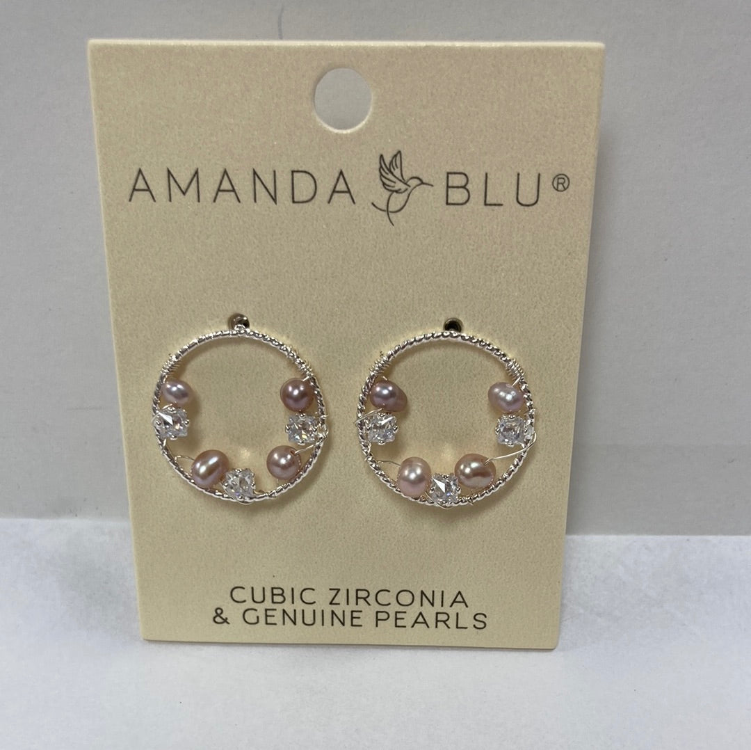SILVER WRAP PEARL FLAT HOOP EAR-4796