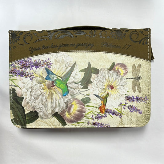 OLIVE PEONY LG BIBLE COVER-3199