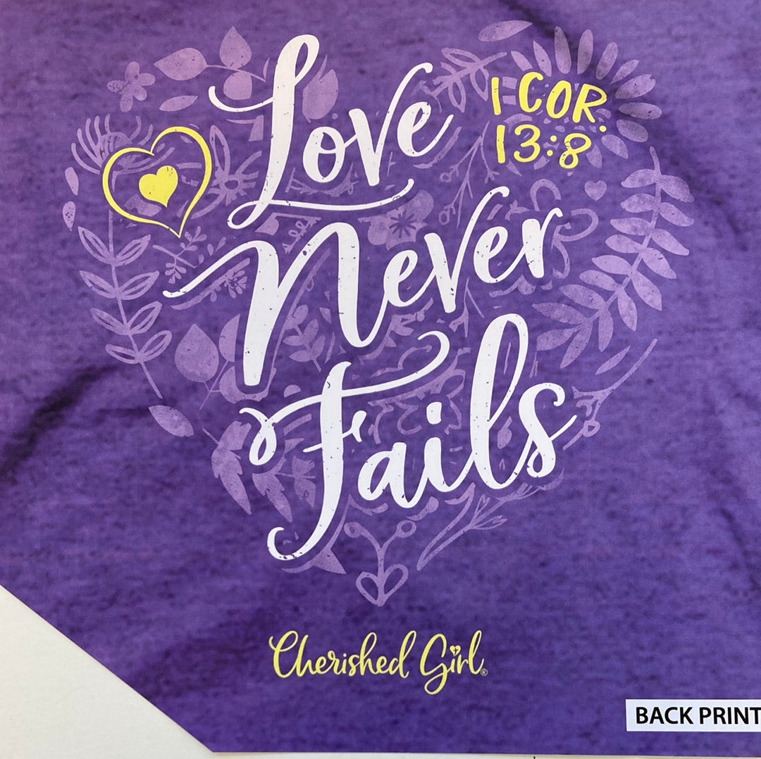 LOVE NEVER FAILS FLORAL CHER GIRL TEE LG-5141