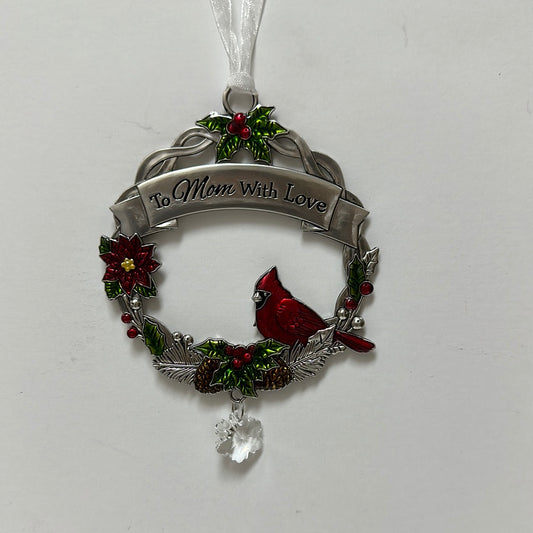 MOM WITH LOVE CARDINAL ORNAMENT-6713