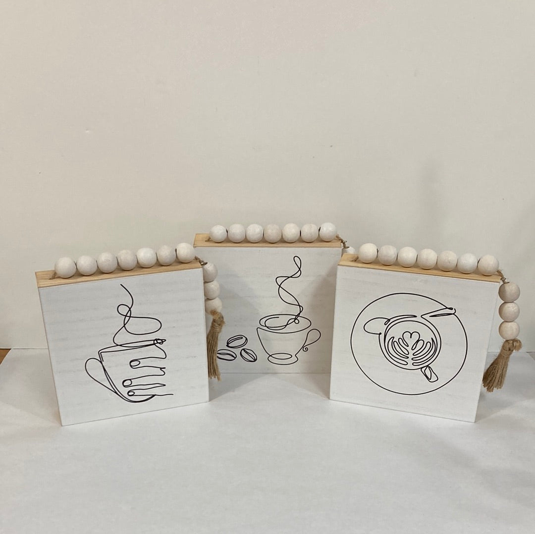 COFFEE BOX SIGN W/BLESSING BEAD-4329