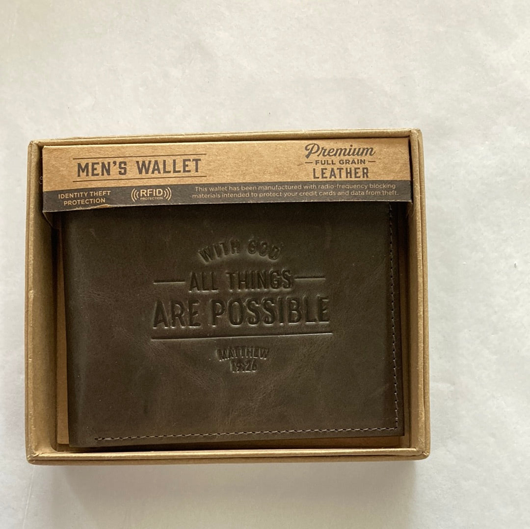 WITH GOD ALL THINGS LTHR WALLET-7080