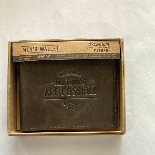 WITH GOD ALL THINGS LTHR WALLET-7080