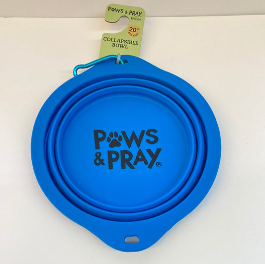 PAWS & PRAY BLUE COLLAPS BOWL-6277