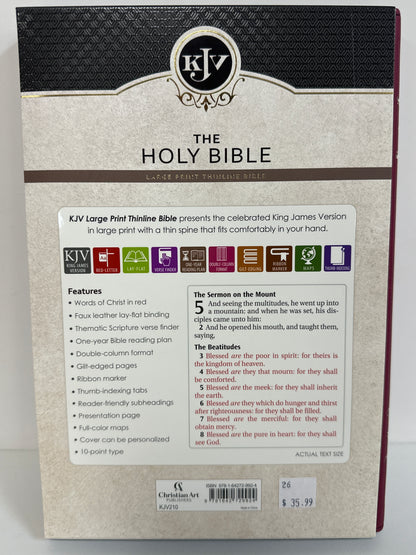 KJV LARGE PRINT THINLINE BIBLE BLACK FLORAL/BURGUNDY-9924