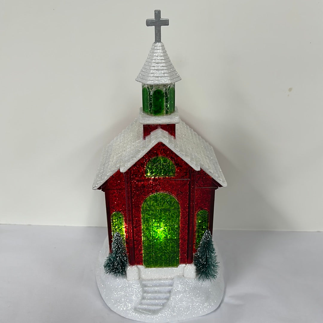 RED/GREEN CHURCH W/LED LIGHT-6882