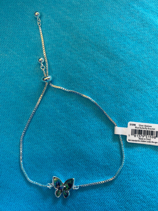 SILVER ABALONE BLUE BUTTERFLY BRACELET-5989