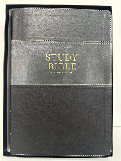 KJV LARGE PRINT STUDY BIBLE BLACK/GRAY-0366