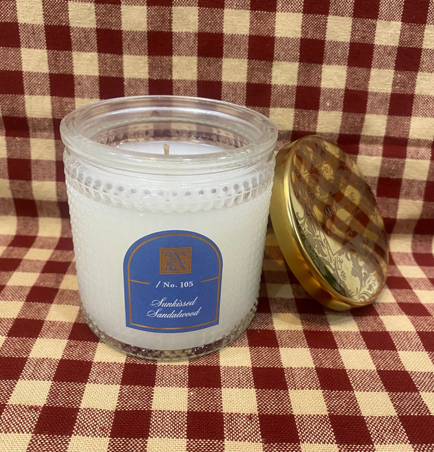 SUNKISSED SANDALWOOD TEXTURED CANDLE IN GLASS JAR-1813