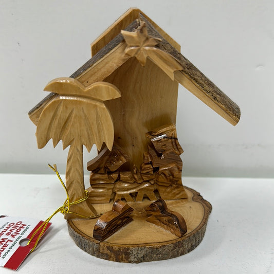 OLIVE WOOD NATIVITY ORN MED-0525