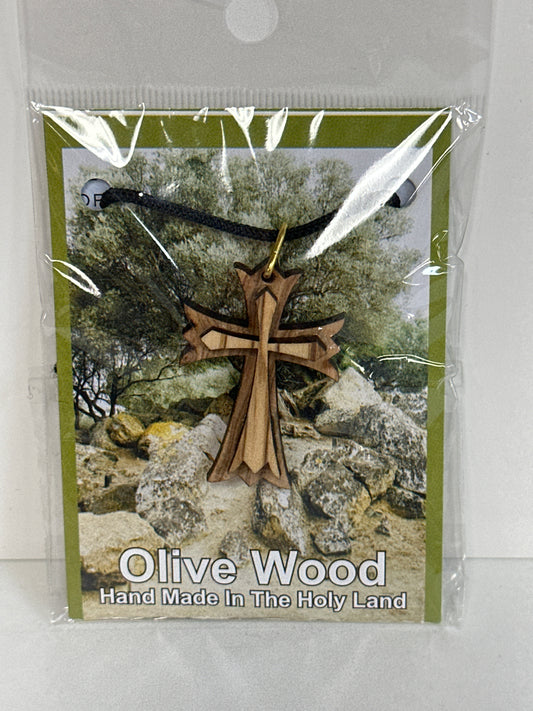 LAYERED CROSS OLIVE WOOD NKL-9008