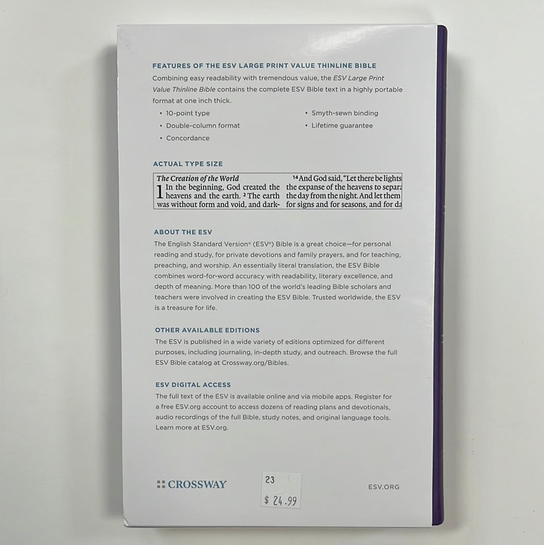 ESV LG PR V TL BIBLE LAV 167346-6844