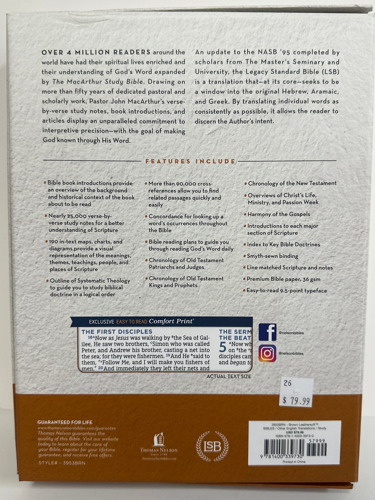 LSB MACARTHUR STUDY BIBLE BROWN-9730
