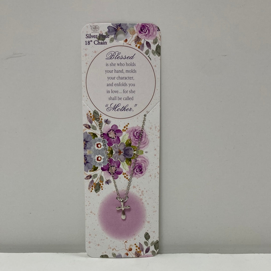 BLESSED MOTHER ROUND CROSS NKL-2634 : 18 IN