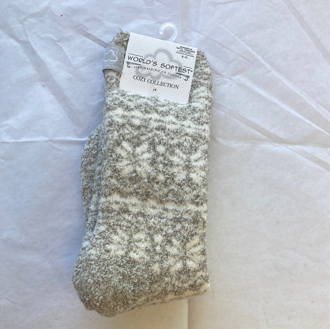 LADIES SOCKS/FAIR ISLE SILVER 106
