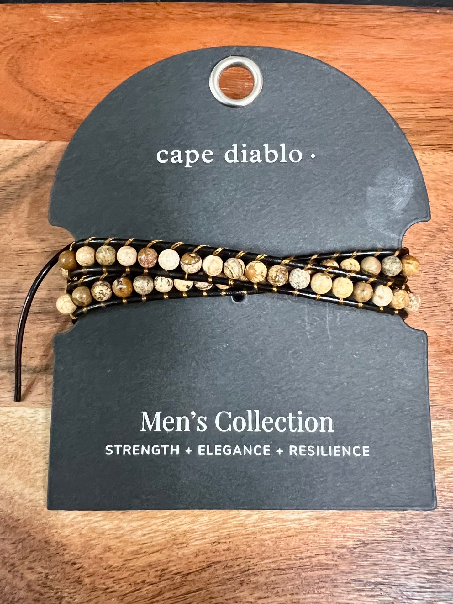 PICTURE JASPER MENS WRAP BRACELET-3765