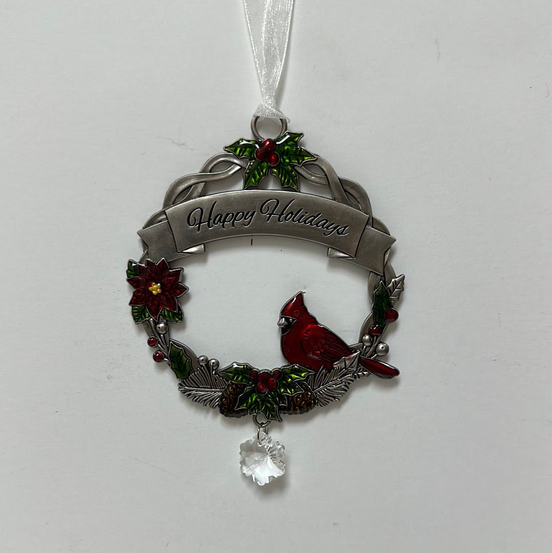 HAPPY HOLIDAYS CARDINAL ORNAM-7543