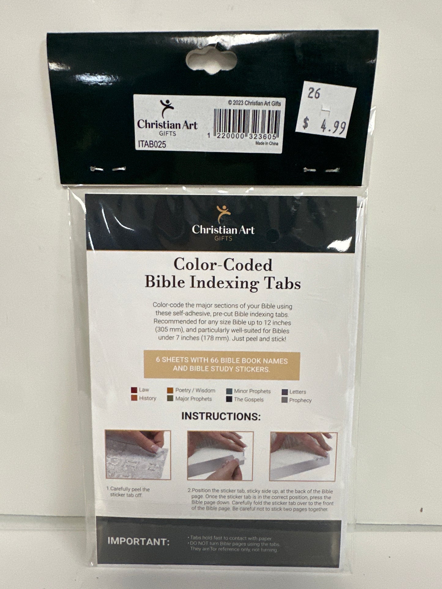 COLOR CODED BIBLE INDEXING TABS-3605