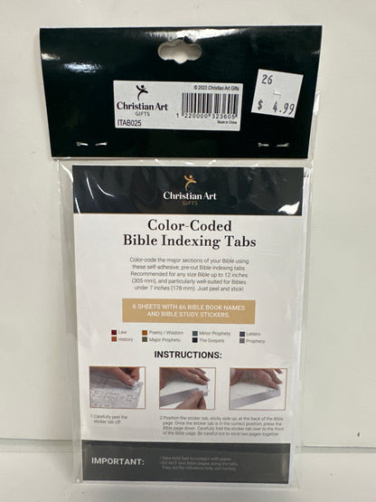 COLOR CODED BIBLE INDEXING TABS-3605