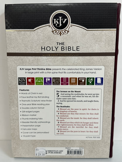 KJV LARGE PRINT THINLINE BIBLE BURGUNDY-2958
