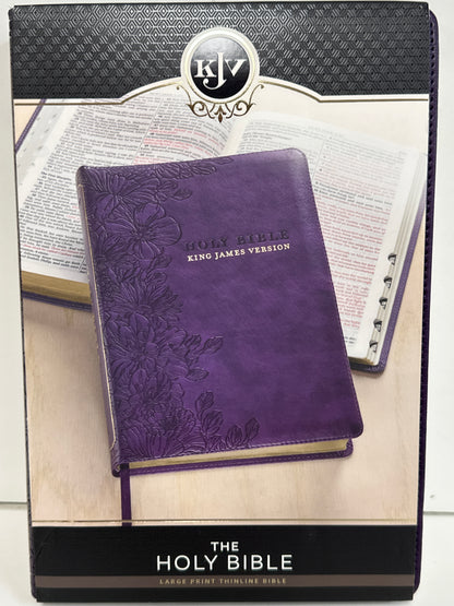 KJV THINLINE LARGE PRINT BIBLE PURPLE FLORAL-8705