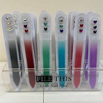 RHINESTONE HEART GLASS NAIL FILES-1467