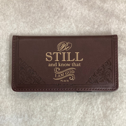 BE STILL BROWN CHECKBOOK COVER-7615