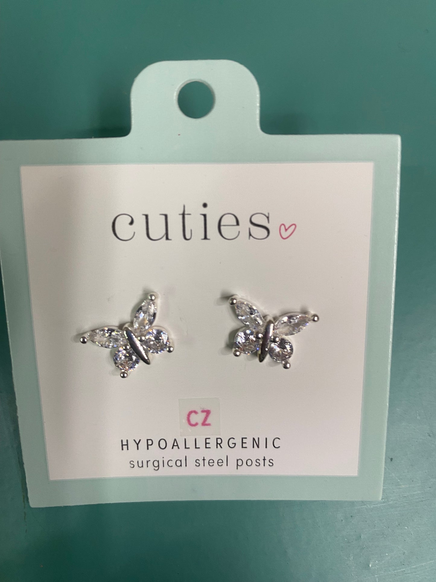 CZ AND SILVER BUTTERFLIES EARRINGS-1984