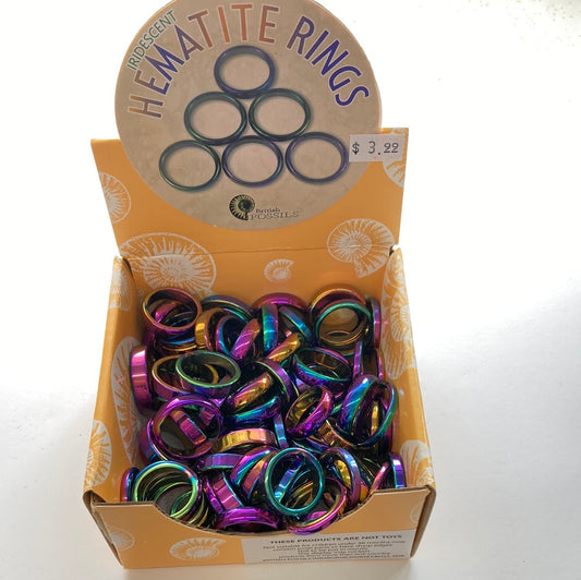 IRIDESCENT HEMATITE RINGS ASSORTED SIZES